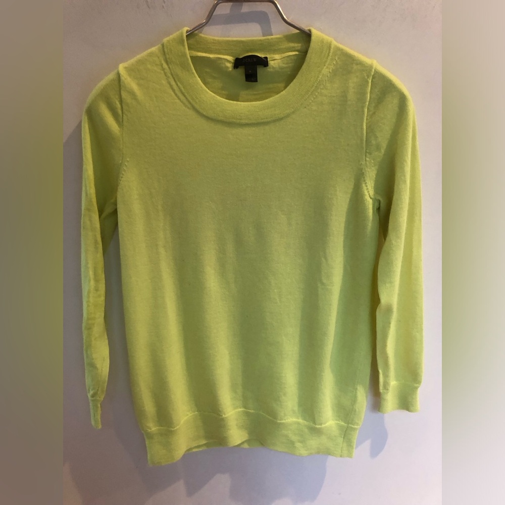 JCrew Merino Wool Crewneck sweater in neon yellow size S